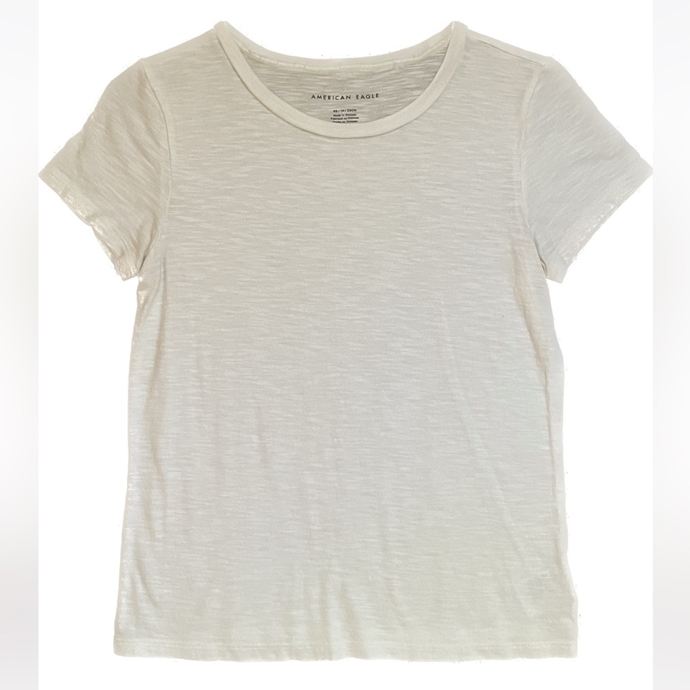 American Eagle Basics White Tee T-Shirt Size S Round Neck Short Sleeve